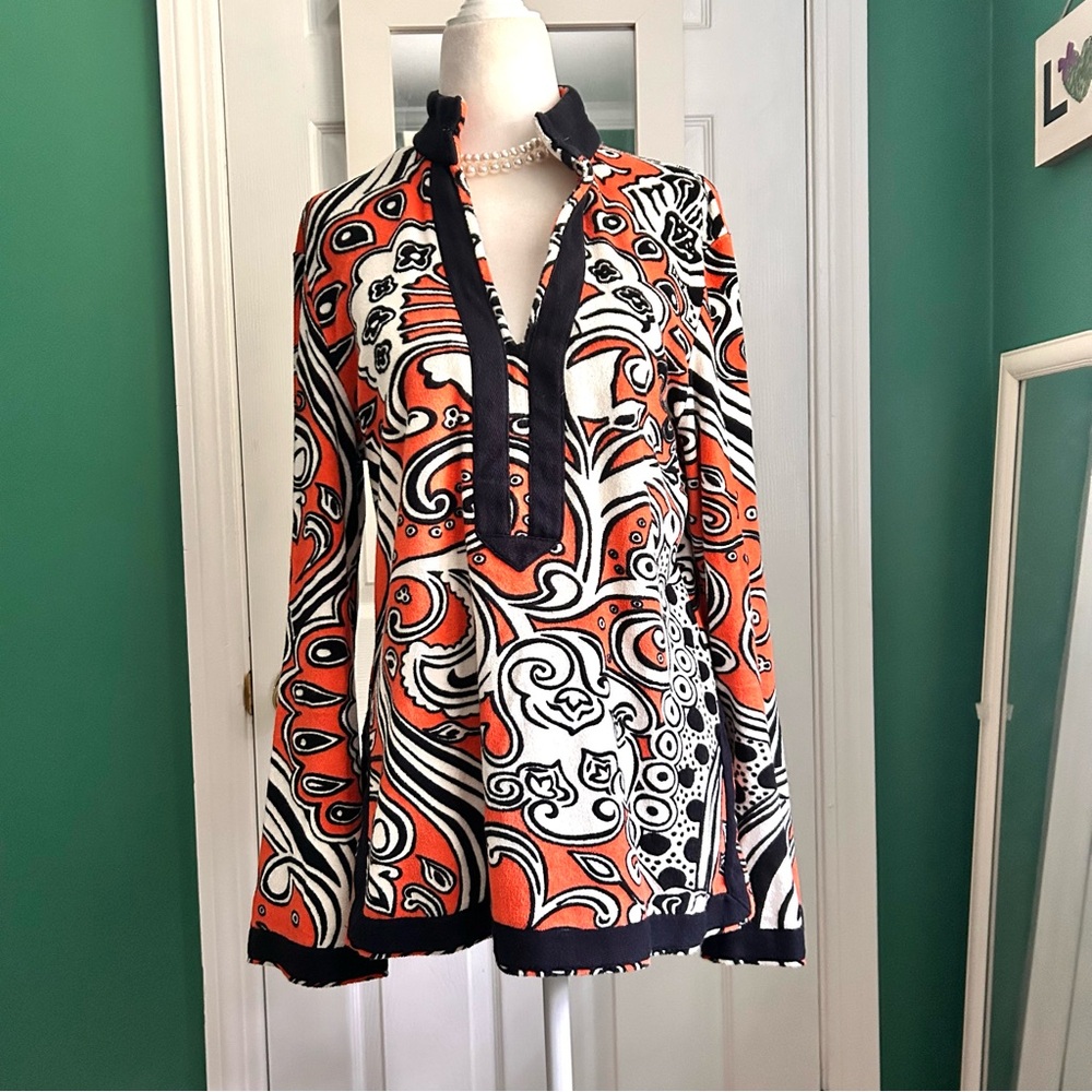 Tory Burch Paisley Terrycloth Tunic Top M